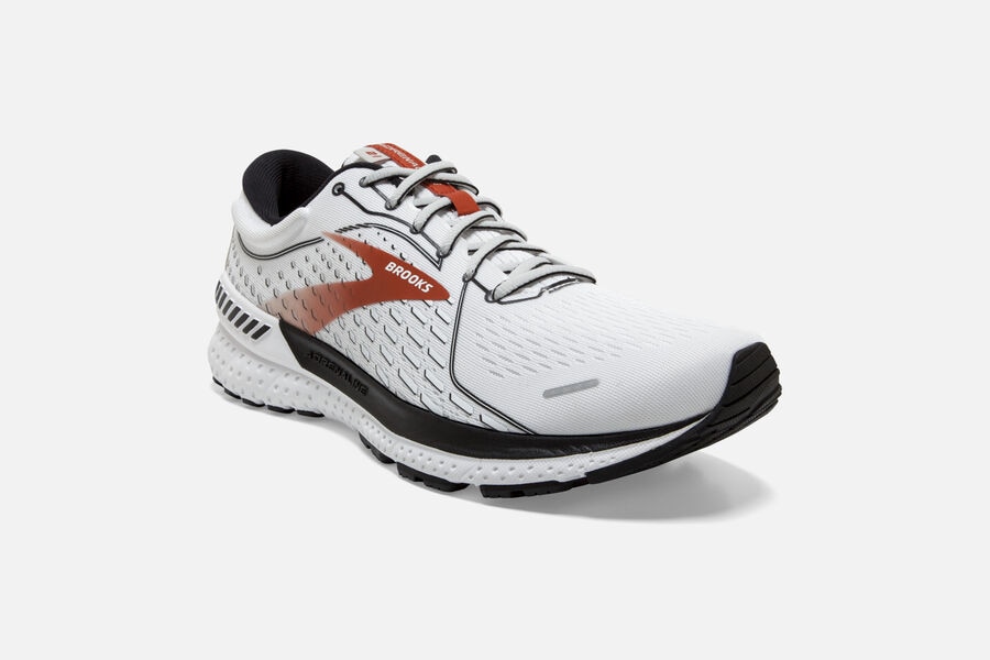 Brooks Adrenaline GTS 21 Road Running Shoes - Mens - White/Black/Orange - LG6590347